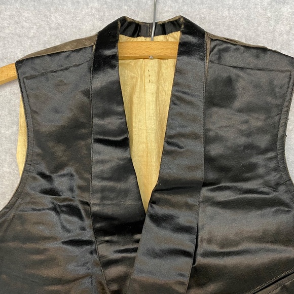 Antique Victorian Silk Satin Men's Double Breasted Vest • Black • 38" Chest - Picture 8 of 14